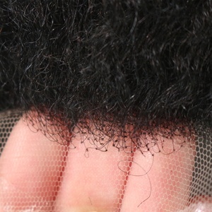 Parrucche Afro per gli uomini neri 6 "indiano di sostituzione dei capelli umani gli uomini toupet tutto il pizzo francese Base 120% densità libera stile - Product Image 6