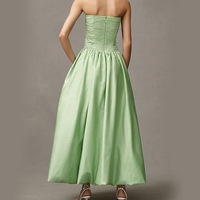 Tendance vêtements français femmes sans bretelles bulle ourlet robe vert élégant Corset plissé Maxi robes de soirée de bal pour les femmes