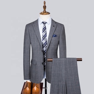 Vente en gros Blazers <span class=keywords><strong>gris</strong></span> pour hommes Usine 3 pièces prêt à expédier Costumes d'affaires formels de haute qualité - Product Image 2
