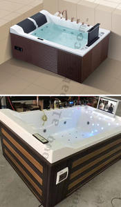 Jacuzzi Interior para 2 Personas con Hidromasaje, Bañera de Hidromasaje para Adultos, Spa Multifuncional, Jacuzzi de <span class=keywords><strong>Madera</strong></span> - Product Image 5