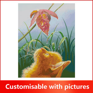 Kit de Punto de Cruz de Gato Observando, Diseño de Animal de Dibujos Animados |   Lienzo Artesanal Chino para Decoración del Hogar DIY |   NKF Nuevo Producto, Pedido al por Mayor, Personalizable - Product Image 2