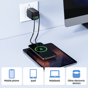 Cargador USB GaN PD de 65W, adaptador de carga rápida inteligente para portátil, cargador de pared retráctil QC3.0, cargador GaN de 65 vatios. - Product Image 3