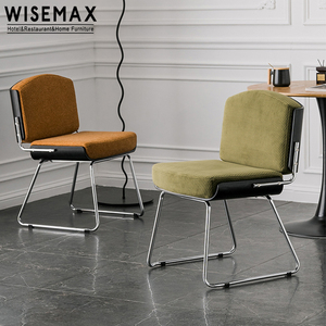 WISEMAX MUEBLES, recién llegado, silla decorativa para oficina, marco de Metal estable, cómodo cojín Simple naranja, silla de comedor para uso en Cafetería - Product Image 1