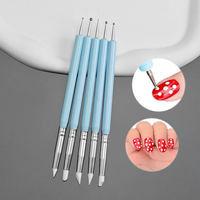 5 pièces/ensemble Double tête ongles pointillage stylo Silicone ongles stylo Nail Art brosse UV Gel peinture dessin brosse manucure outil