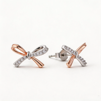Boucles d'oreilles tendance en argent sterling 925 plaqué rhodium avec zircon, finition personnalisée QX, bijoux fins pour femmes