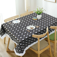 Nappe en PEVA imperméable, imprimée recto-verso, motif cercles noir et blanc, réutilisable