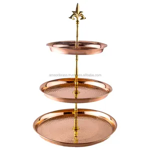 Oro rosa finiture martellato tre pneumatici torta Stand compleanno Dessert Display supporto in metallo di alta qualità