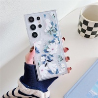 Coque transparente souple avec motifs de fleurs et de feuilles pour Samsung S24 FE S24 Ultra S22 S23 Ultra Plus A15 A25 A35 A54 A34 A24 A14 A53 A33 A23