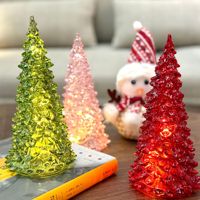 Ornement de Noël en verre avec lumières LED rouges, vertes et roses, décoration minimaliste pour la maison, pour une ambiance festive