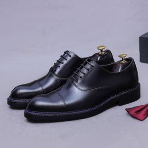 Chaussures habillées Oxford carrées en cuir véritable ASTON M.JAZZ pour hommes, de qualité supérieure, faites à la main, élégantes, formelles, à lacets, légères et respirantes - Product Image 5