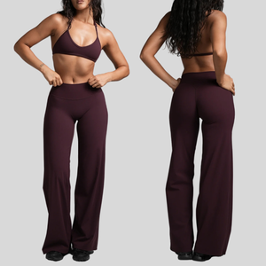 Set Yoga Imbottito con Reggiseno Push-up e Collo Halter, Pantaloni a Zampa per Fitness e Pilates, Set Due Pezzi ad Asciugatura Rapida - Product Image 1