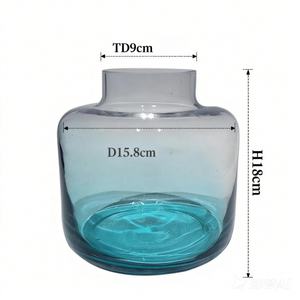 Vase en verre sodocalcique translucide, style européen, dégradé bleu-vert, forme droite, modèle CVH941, <span class=keywords><strong>pour</strong></span> décoration florale <span class=keywords><strong>de</strong></span> pièce. - Product Image 4