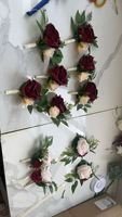 Buket Pengantin Mewah Putih Cosmos Peony Bertingkat, Anggrek Burgundy, Calla Lily, Amaranthus & Dekorasi Pernikahan Romantis
