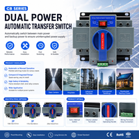 Saklar Transfer Otomatis ATS Mini CB Grade Dual Power 63A 2P 3P 4P 6 KA IP30 untuk Sistem Distribusi Daya Cadangan Generator