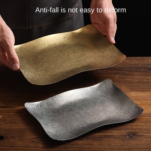 Modern Stainless Steel Rectangular Dish <strong>Plate</strong> <strong>Creative</strong> Golden Barbecue <strong>Plate</strong> for Party - Product Image 4