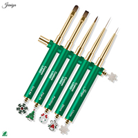 Pendentif de Noël décoratif, ensemble de pinceaux à ongles en métal avec manche, pinceau à gel UV à poils en nylon pour le nail art des fêtes et la manucure en salon