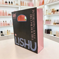 Sac de shopping cosmétique noir mat découpé sur mesure avec poignée estampée à chaud et impression de logo – Emballage de luxe pour produits de beauté en papier