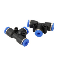 Connecteur pneumatique rapide en T à trois voies en laiton et plastique PE 4 6 8 10 12 14 16 mm 0~1,0 Mpa pour buse d'irrigation et de brumisation
