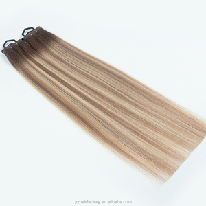 Trama de Cabello Humano Súper Sin Costuras de Diseño Novedoso Directo de Fábrica, Estilo Liso Genius, Rubio Cobre Fino, PU, Nueva Trama Genius - Product Image 3