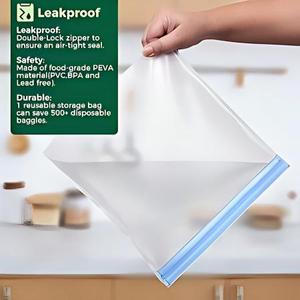 Huamaohengchun Reusable GallonFreezer BagsBPA and Silicone FreeFreezer Bags for Meal Prep, Bread, Veggies, Home Organization - Product Image 3