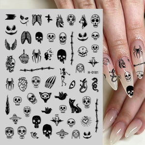Autocollants 3D pour ongles <span class=keywords><strong>Halloween</strong></span>, <span class=keywords><strong>d</strong></span>écorations <span class=keywords><strong>d</strong></span>'ongles gothiques noirs avec crânes et araignées, autocollants adhésifs pour <span class=keywords><strong>manucure</strong></span> de fête <span class=keywords><strong>d</strong></span>'<span class=keywords><strong>Halloween</strong></span> - Product Image 5