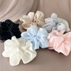 Chouchous élastiques surdimensionnés en mousseline chic avec logo personnalisé, style européen-américain pour femme, 18 cm, pour queue de cheval - Product Image 2