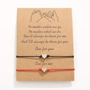 الإبداعية الرغبات بطاقة الحب سوار على شكل قلب بسيط القلب على شكل الشمع خط نسج نعمة بطاقة زوجين سوار مجوهرات