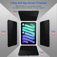 360 °   Protection d'écran anti-espion pour iPad Mini 7ème génération (A17 Pro) 2024 / Mini 6ème génération 8,3 pouces 2021, film en verre trempé