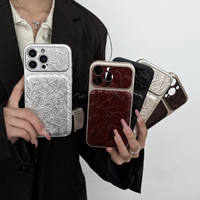 Étui vintage en cuir PU froissé avec grande fenêtre pour iPhone 13 14 15 16 17 Pro Max, coque givrée plaquée, transforme instantanément votre iPhone en modèle 17