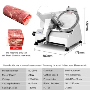 Fest Butcher Deli Vleessnijmachines 250es-10 Keuken Apparatuur Slicer Vlees 10 Cutter Gereedschap Comercial Vlees Slicer