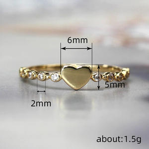 Bague en or jaune Q881 avec diamant taille cœur, diamant naturel, bijou romantique pour femme, alliance en or 14 carats - Product Image 4