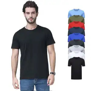 Ready To Ship Summer Solid Color Loose Cotton Short Sleeve Work Shirt Custom LOGO Men's T-shirt