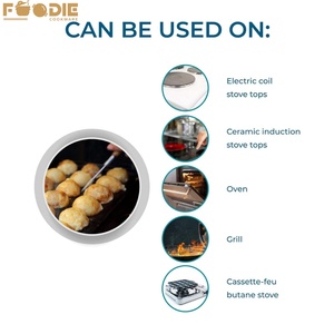 Poêle à takoyaki en fonte de 23 cm à 15 trous, à double poignée, pré-assaisonnée, pour la cuisson en lot de boulettes de poulpe et de viande, directement de l'usine - Product Image 5