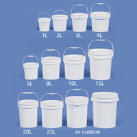 Seau en plastique PP transparent de qualité alimentaire, rond, 500 ml, 750 ml, 1 L-20 L, 5 gallons, avec poignée, logo personnalisé, seaux à peinture, vente en gros