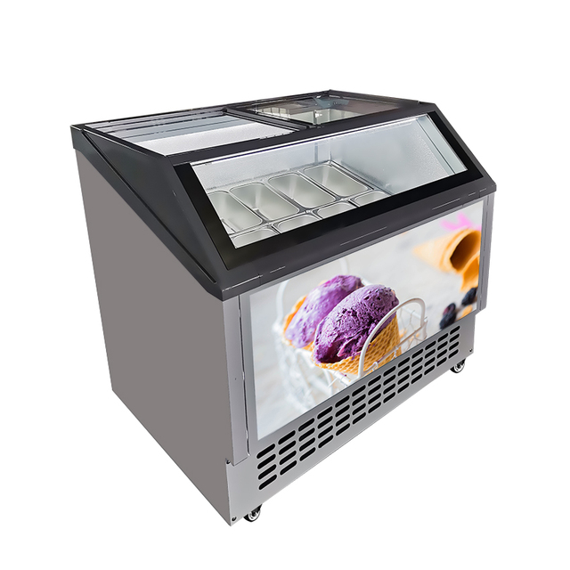Commercial Freezer Ice Cream Frozen Yogurt Display Fridge Refrigerator Showcase Deep Freezer