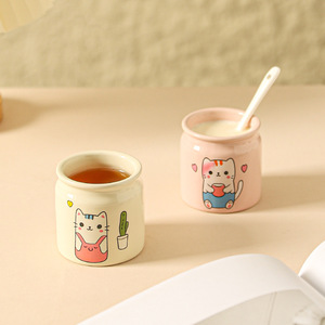 Factory direct sales of <b>cute</b> cat-themed ceramic drinking cups for children, microwave-safe, and stylish office <b>mugs</b>. - Product Image 4