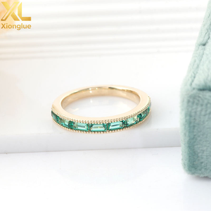 Anillo de Eternidad de Oro Amarillo de 10k, 14k, 18k con Corte Baguette de Moissanita, Estilo Vintage, Joyería Fina para Mujer - Product Image 4
