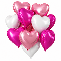 Ballons en aluminium en forme de cœur de 18 pouces, rose brillant et blanc, ballons flottants individuels pour la Saint-Valentin, anniversaire, mariage, décoration de fête