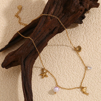 Nouveauté Bijoux Océaniques Collier Pendentif Vie Marine Plaqué Or 18K Charme Coquillage Étoile de Mer Perle Collier pour Vacances d'Été