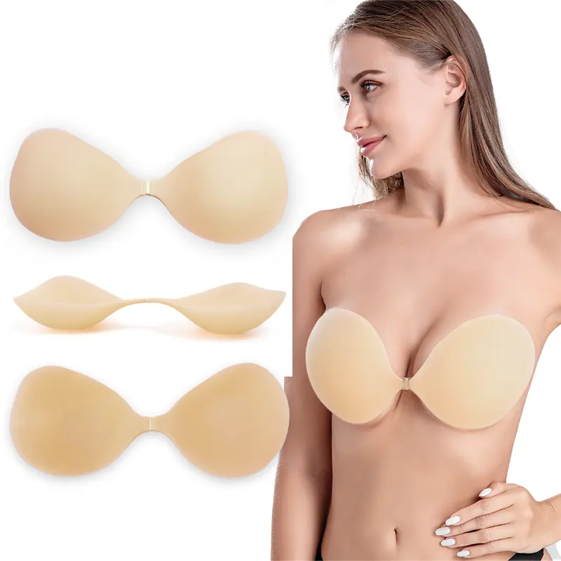 Big cup Thin Matte silicone bra Sticky Bra Reusable Silicone Adhesive push up and gathering Bras for Women