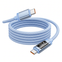Cable de Carga Rápida USB C de 240W con Pantalla LED en Tiempo Real, 4 Colores Vibrantes, Trenzado, Sincronización de Datos de 480Mbps para Laptop/Viajes