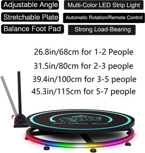 Machine photomaton 360° 68 cm pour les fêtes avec éclairage annulaire, 2 personnes, contrôle par application, plateforme rotative automatique, spinner 26,8 pouces - Product Image 6
