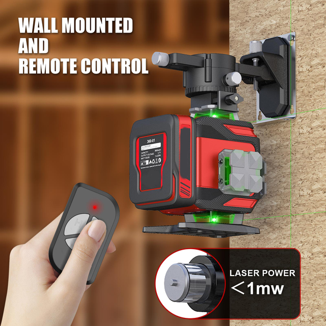 16 Lines 4D Self-leveling Laser Level 360 Green Beam Alignment Tool for Construction, Vertical/Horizontal Rotary Laser