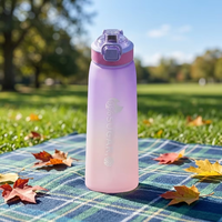 Bouteille anti-fuite sans odeur en Tritan+PP avec couvercle à ressort, compatible lave-vaisselle, idéale pour le camping, l'école, la randonnée et les festivals
