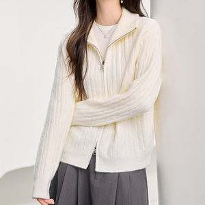 <span class=keywords><strong>Cardigan</strong></span> da Donna <span class=keywords><strong>a</strong></span> Collo Alto con Zip e Lavorazione <span class=keywords><strong>a</strong></span> <span class=keywords><strong>Trecce</strong></span> - Top Chic Casual per Tutti i Giorni - Product Image 3