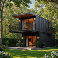 Maison-conteneur de luxe moderne avec 2 chambres, salle de bain, cuisine, balcon et terrasse extérieure – Logement de villégiature moderne
