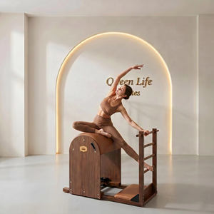 Equipo de Pilates Reformer de Madera de Nogal de Grado Comercial Queenlife, Juego de 5 Piezas, Paquete Completo para Estudio de <span class=keywords><strong>Yoga</strong></span> - Product Image 4