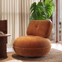 Fauteuil individuel moderne italien, style minimaliste de luxe léger, en tissu, avec pieds en bois massif et structure en fer, pour balcon, salon, bar