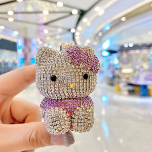 Hot Bán Sang Trọng Bling Kim Cương Pha Lê Rhinestone Dễ Thương Mèo Túi Quyến Rũ Xe Vòng Chìa Khóa Keychain Kim Loại Cho Cô Gái Quyến Rũ - Product Image 4