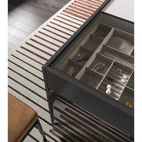 Haute qualité personnalisé moderne promenade dans le placard organisateur laque gris foncé armoire à vêtements conception de garde-robe avec coiffeuse
